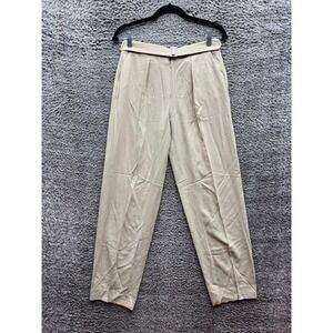 Cividini Collection Pleated Wool-Silk Belted Dress Pants Beige Womens Size 46